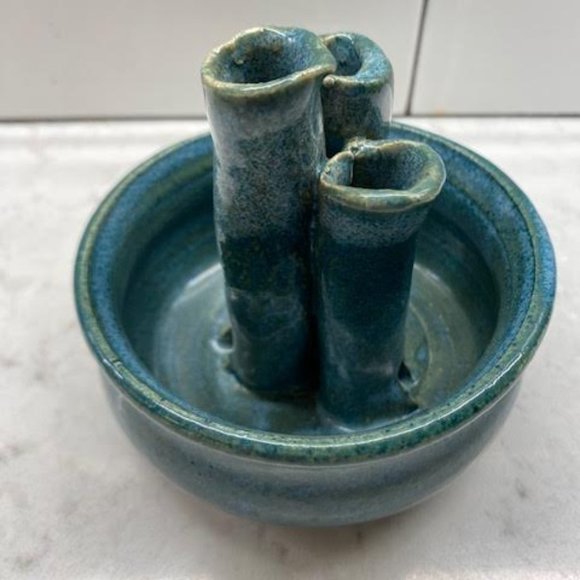 Cute 3-Tube Ceramic Bud Vase by Dove’s Landing - Picture 1 of 8